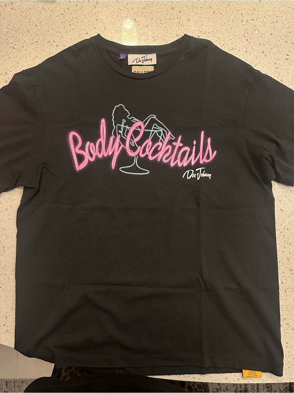 Gallery Dept Black 'Body Cocktails' Neon Graphic Tee